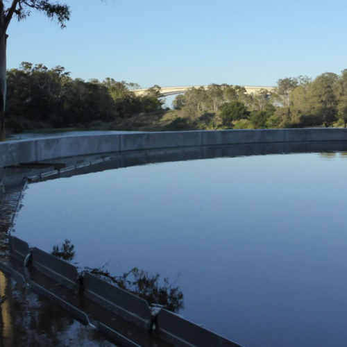 Clarifier downstream of an aeration  basin of an activated sludge plant.