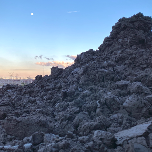 Dewatered waste activated sludge produced by a Huber screw press.