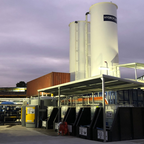 A construction site water treatment plant designed and constructed by Hydroflux
