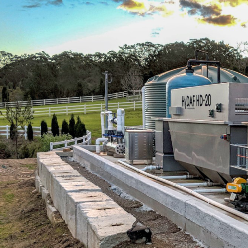 DAF system removing phosphorous from ponds at a food processing plant in NSW
