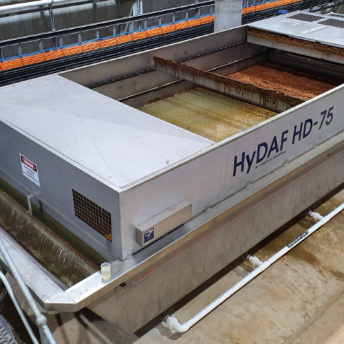 A HyDAF HD-100  - part of a completed wastewater treatment plant designed and constructed by Hydroflux at a poultry processing plant in Fiji
