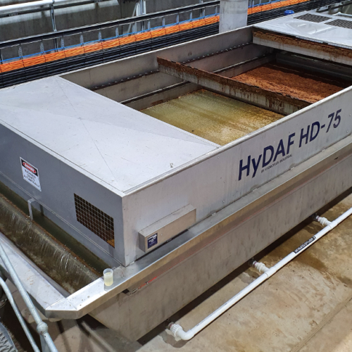 A HyDAF HD-100 - part of a completed wastewater treatment plant designed and constructed by Hydroflux at a poultry processing plant in Fiji
