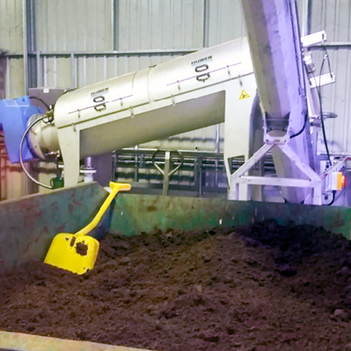 Primary DAF sludge after dewatering in a screw press at a food processing plant
