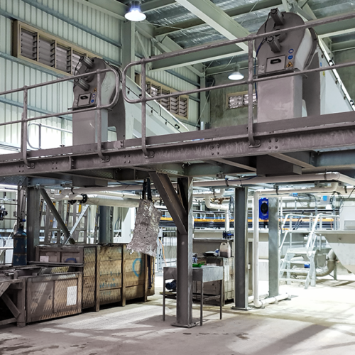 Twin screw presses for WAS and primary sludge at a  poultry processing plant in Fiji
