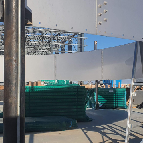 One of several panel tanks being installed at a wastewater treatment plant in SA
